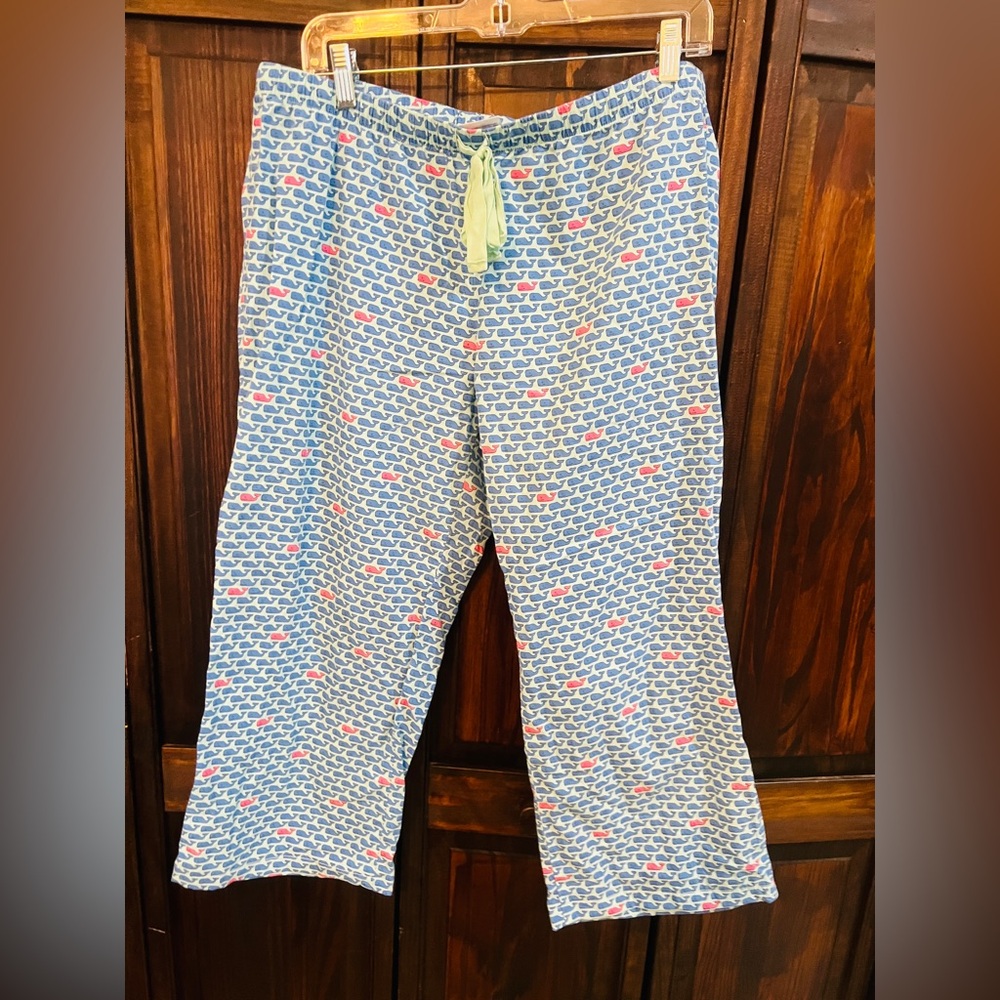 Vineyard Vines Blue and Pink Whale Print‎ Pants pajamas PJ size medium